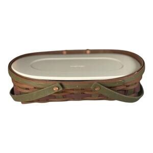 Vintage Longaberger Oval Gathering Basket With Lid Protector